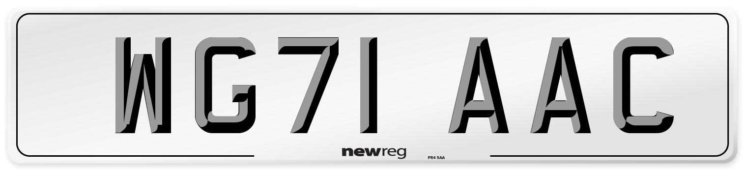 WG71 AAC Number Plate from New Reg